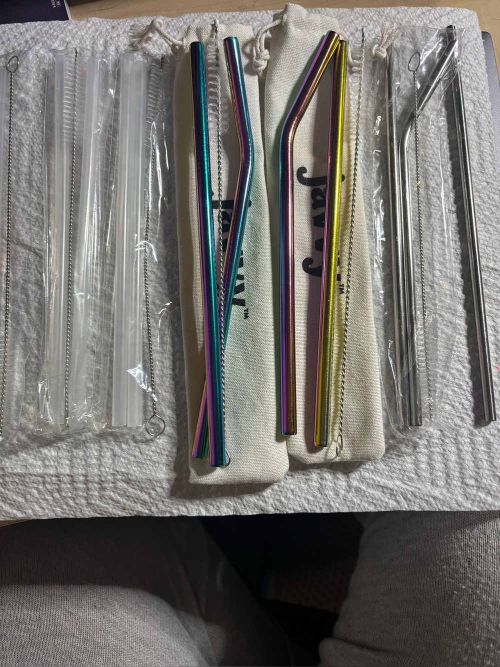 Rainbow Stainless Steel Reusable Straw Set